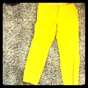 Mustard yellow elastic waist band crap dress pants